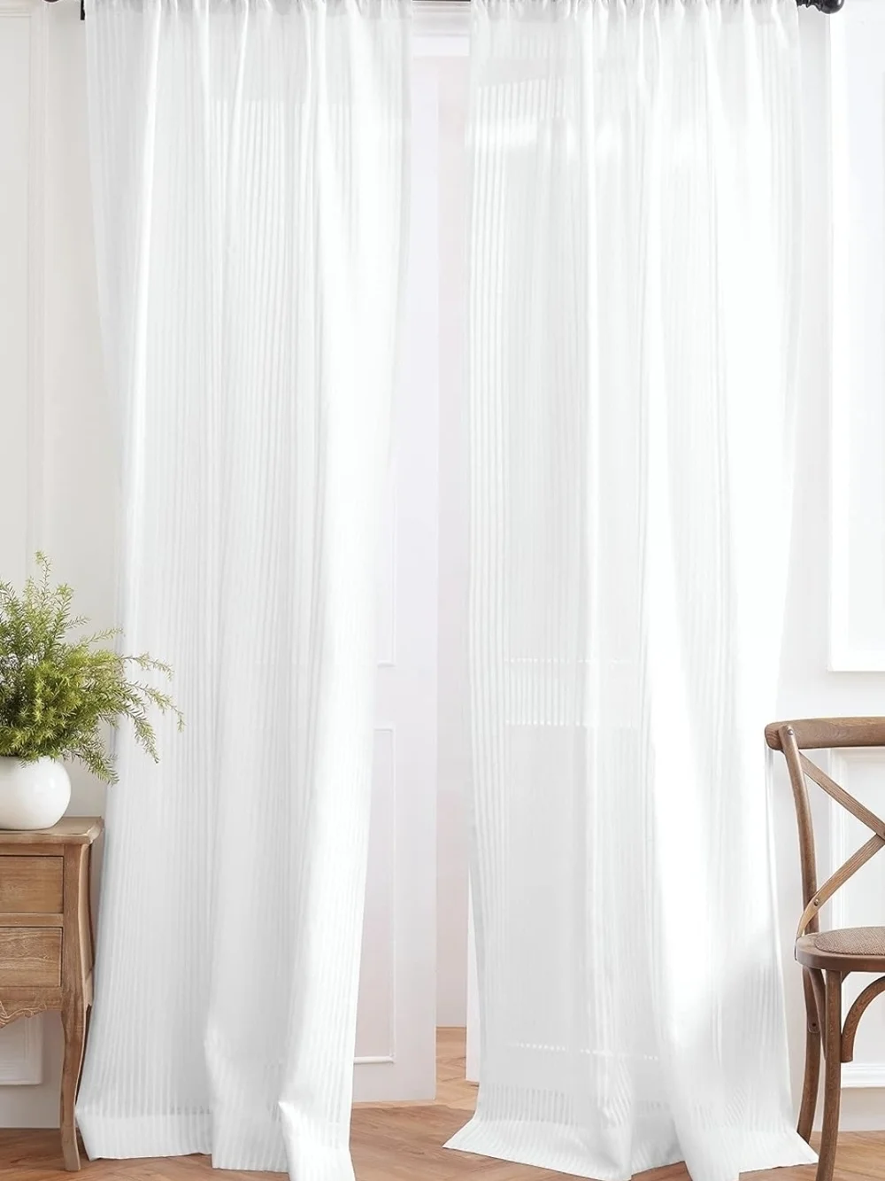 Solino Home Linen-Cotton Blend Zoe Stripe Curtain 108